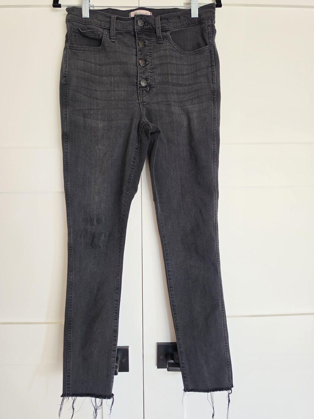 Madewell Grey High-Rise Skinny Jeans with Raw Hem